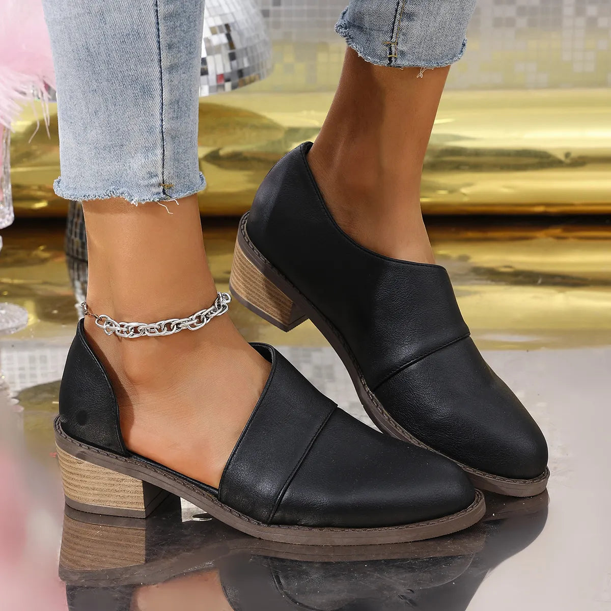 Point Toe Block Heels Pumps - Fashorio