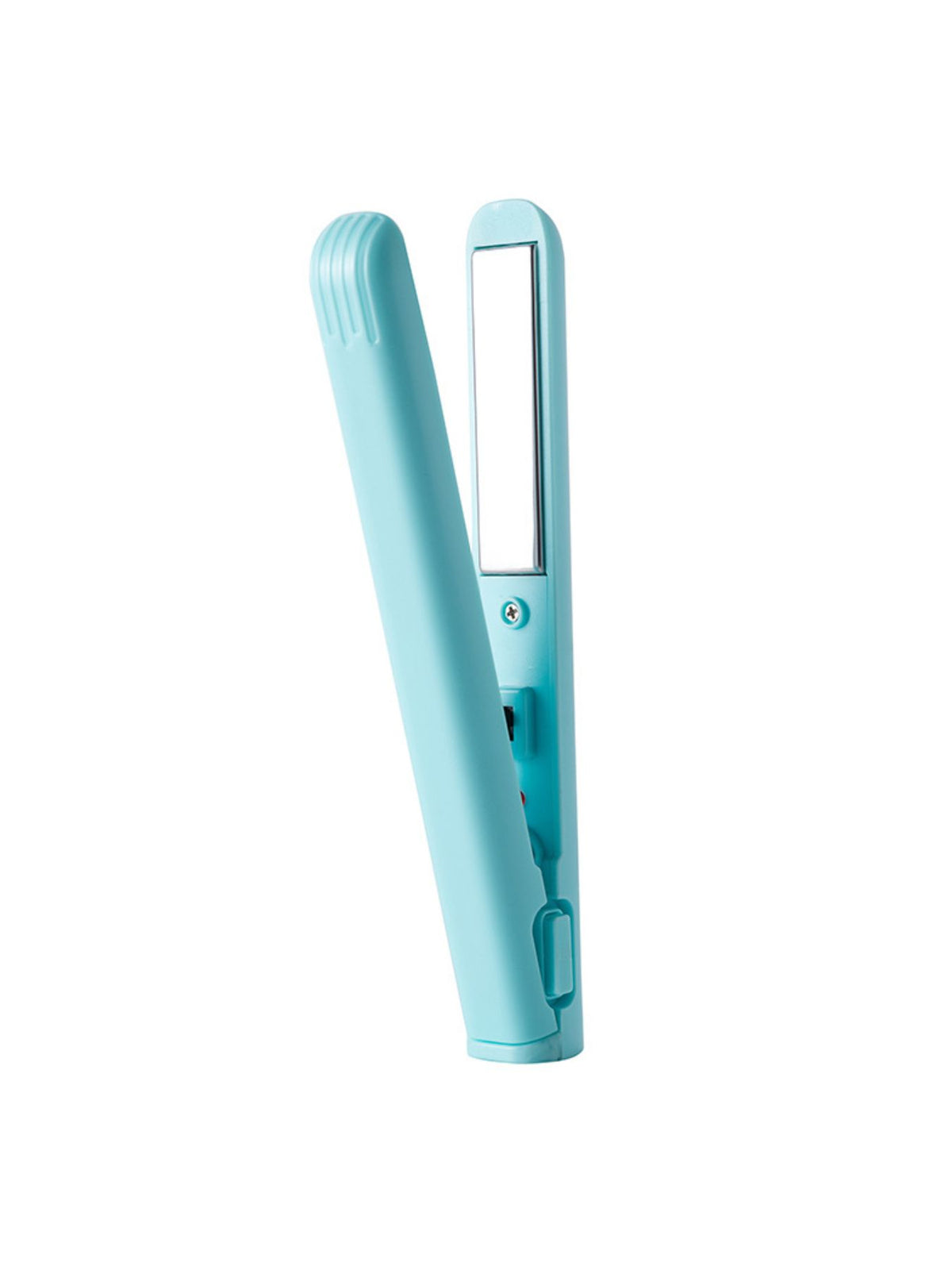Woman styling hair on the go