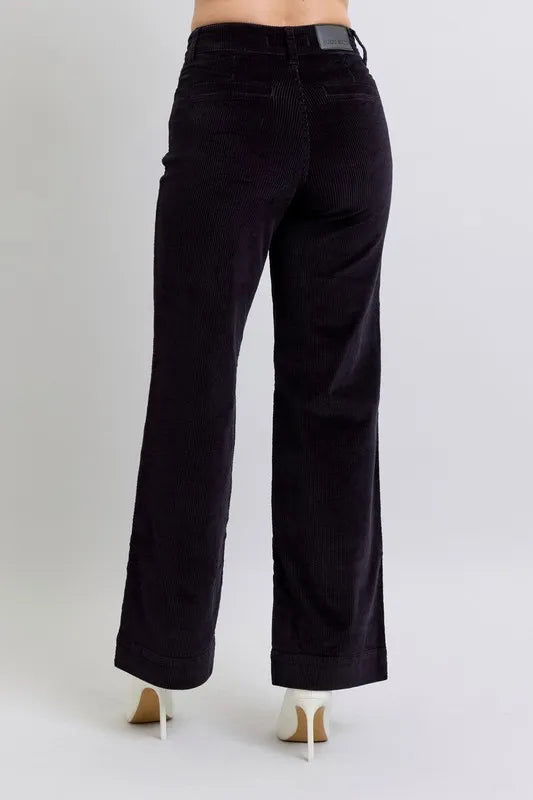 Judy Blue Full Size High Waist Corduroy Trouser Wide Plus Size - Fashorio