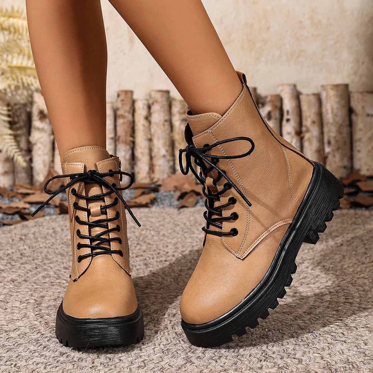 Combat boots front view