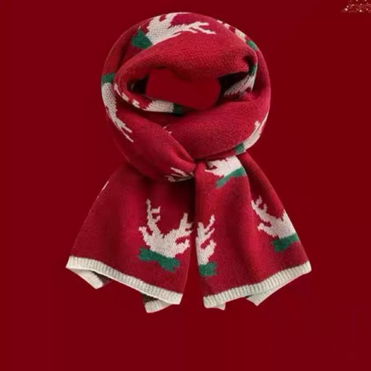 Christmas knit scarf styled with a coat