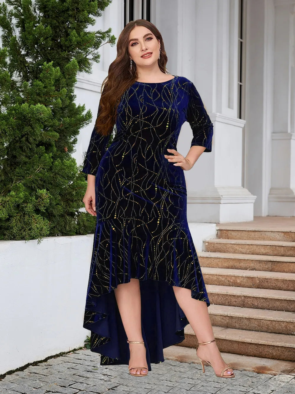 Ruffle hem dress full length styling