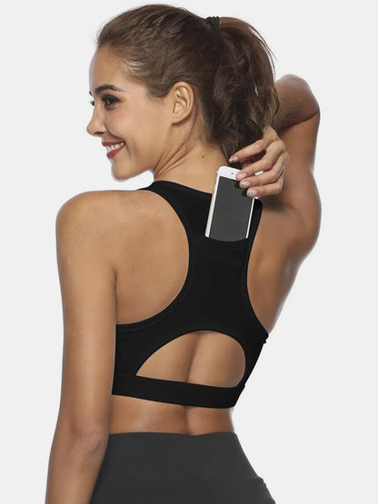 Cutout Scoop Neck Active Tank Black - Fashorio