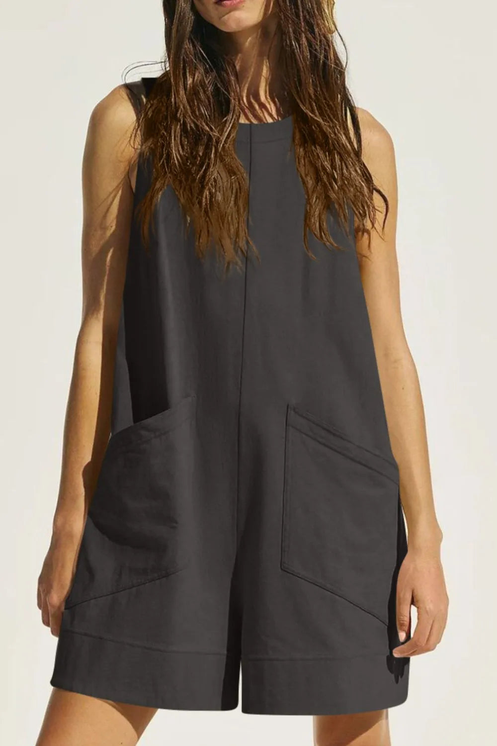 Sleeveless romper black color