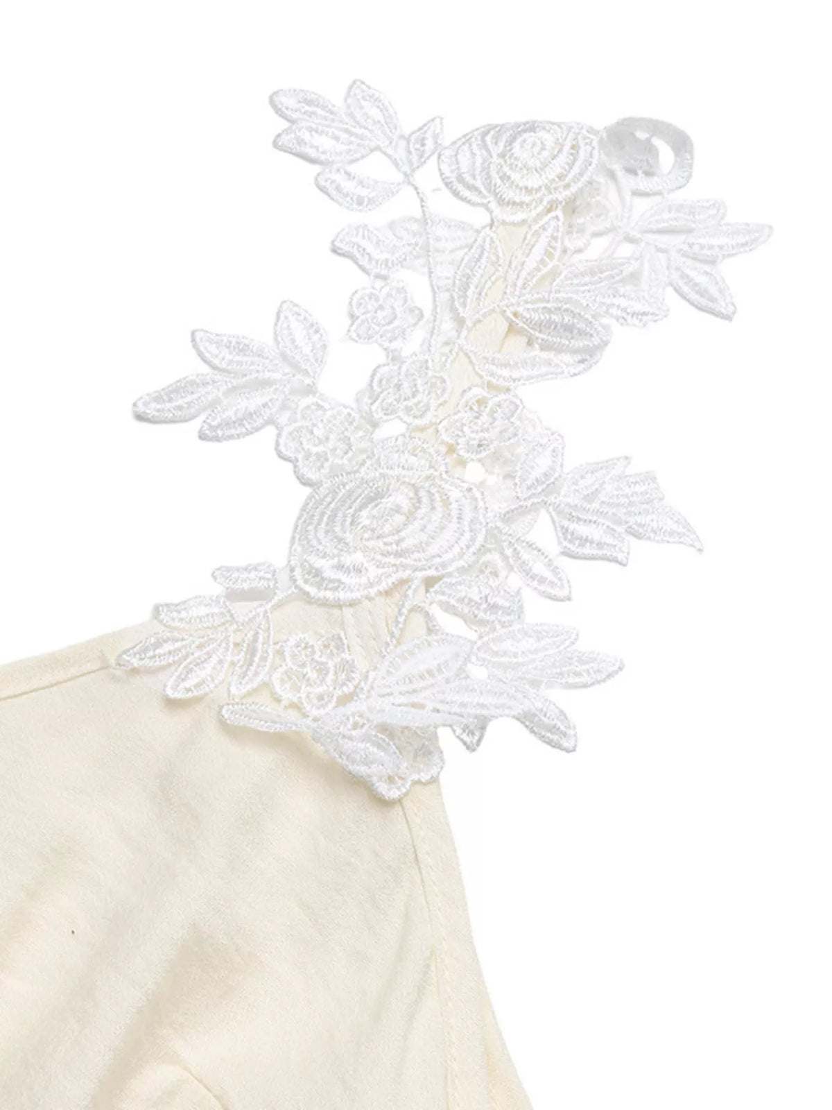 Lace Trimmed Slit Maxi Dress detail view 8