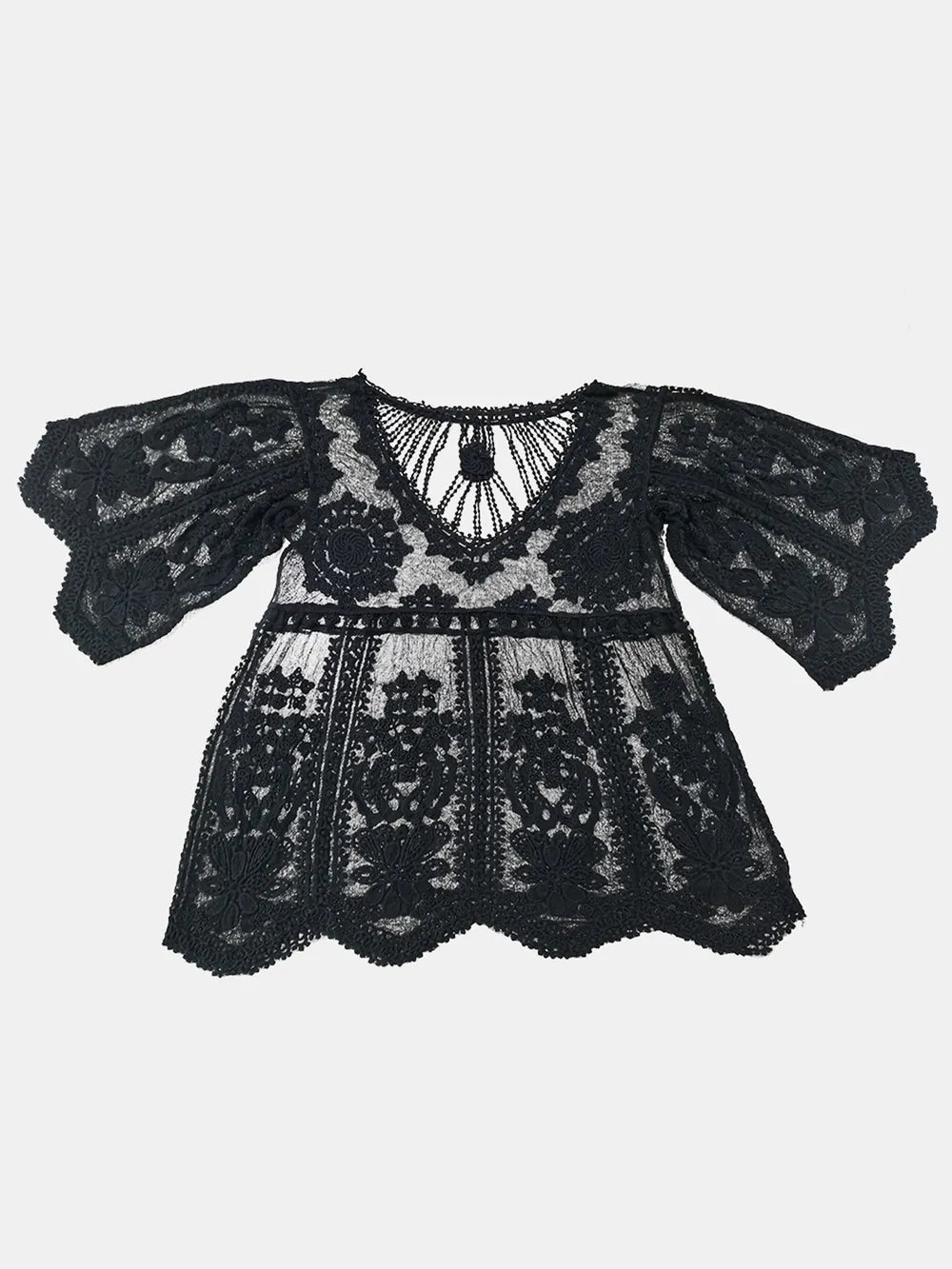 Round neck lace cover up back view