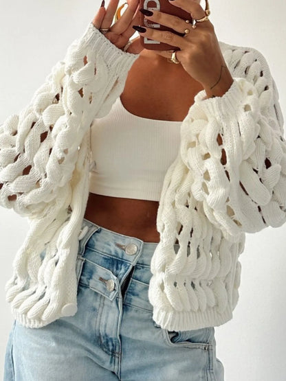 Crochet Button Up Cardigan - Fashorio