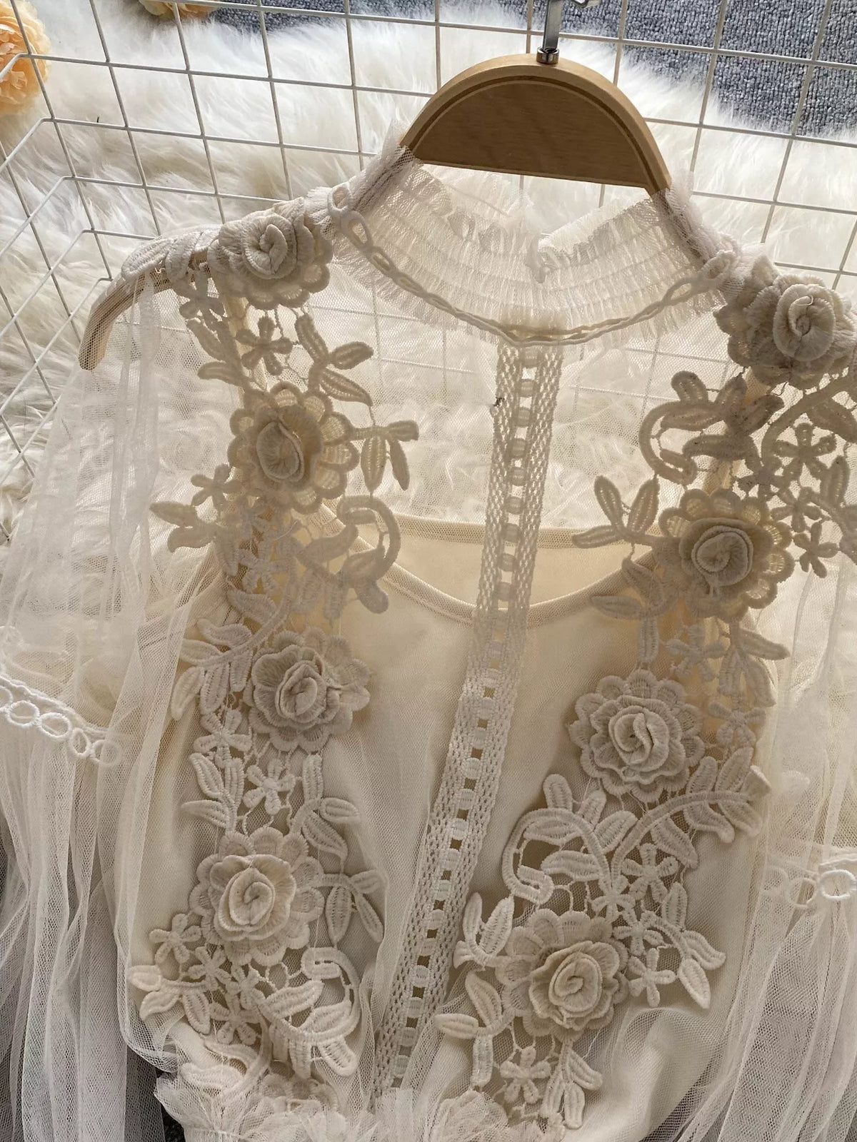 Floral Lace Blouse and Cami Two Piece Set, view 9
