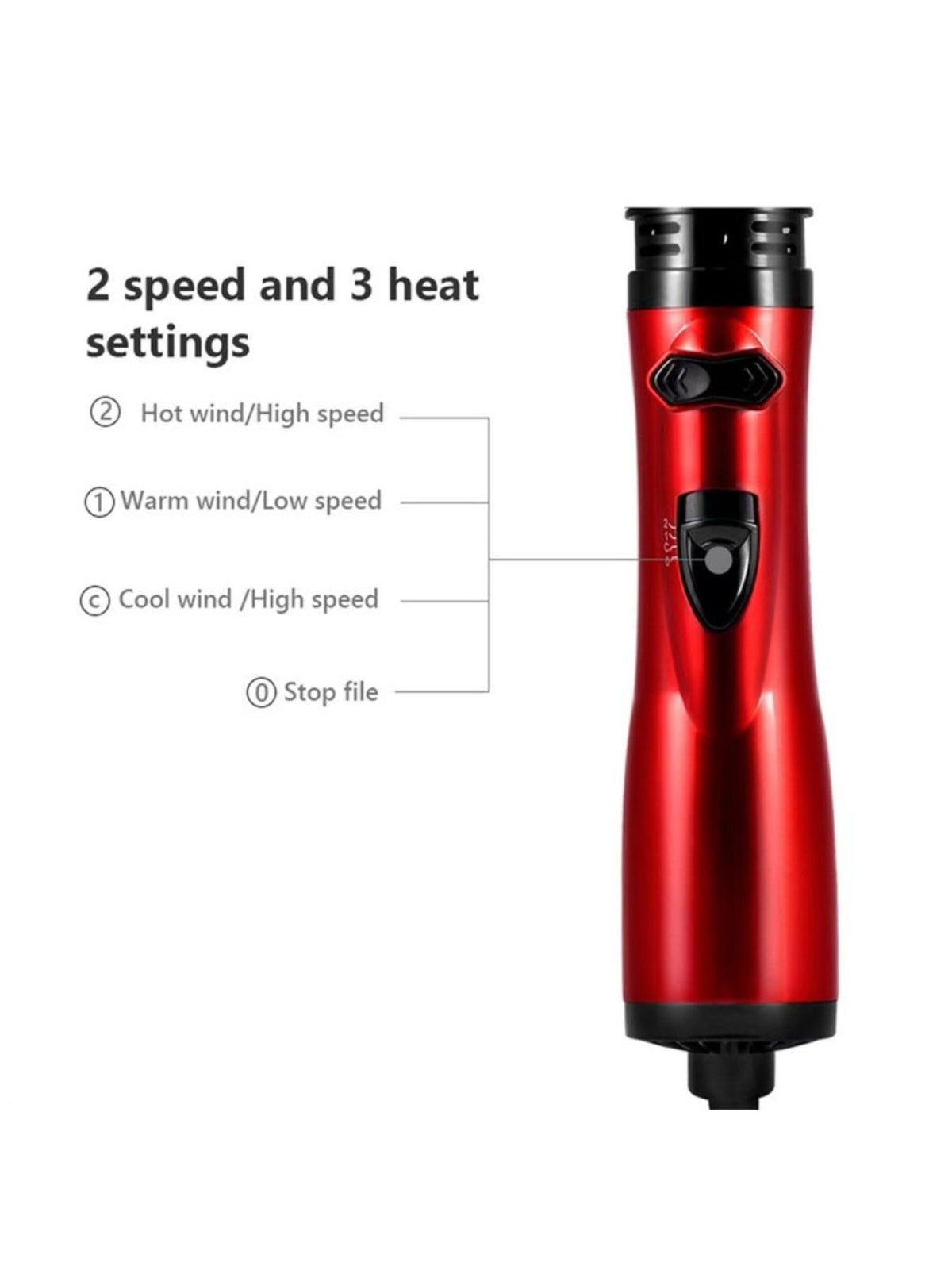 Hot air brush control buttons view