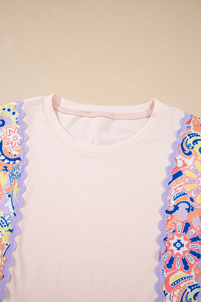 Paisley Print Plaid Long Sleeve Oversized Top - Fashorio