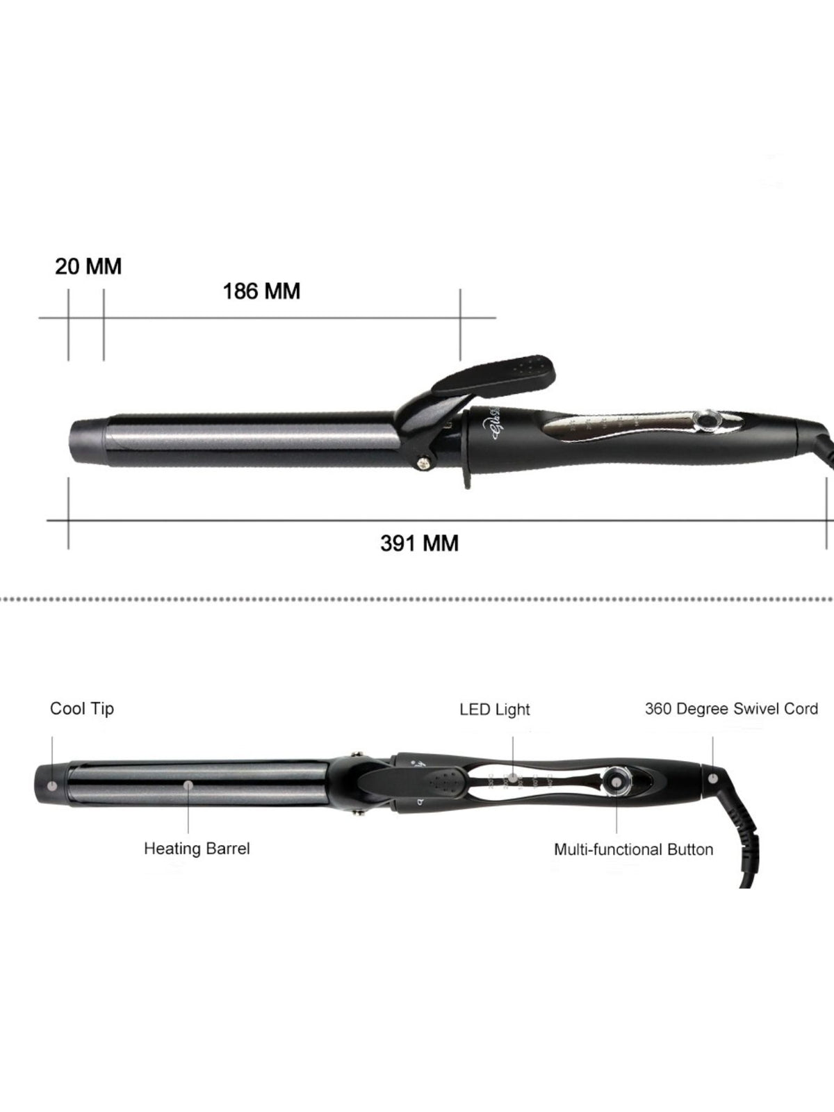 Curling iron 25mm barrel detail