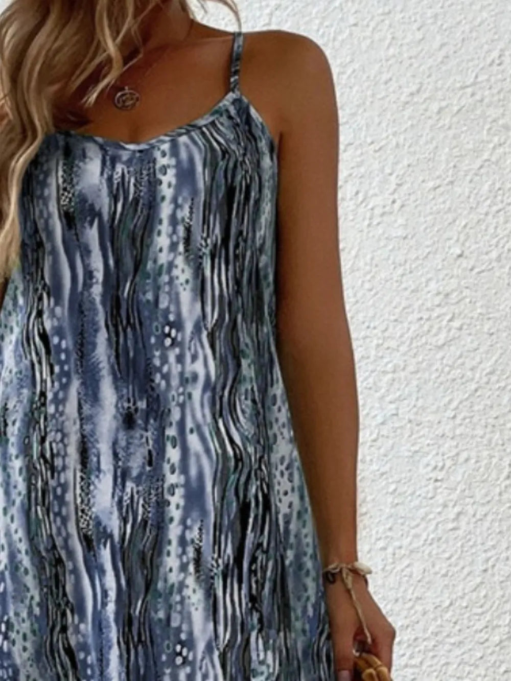 Printed scoop neck maxi cami dress back view