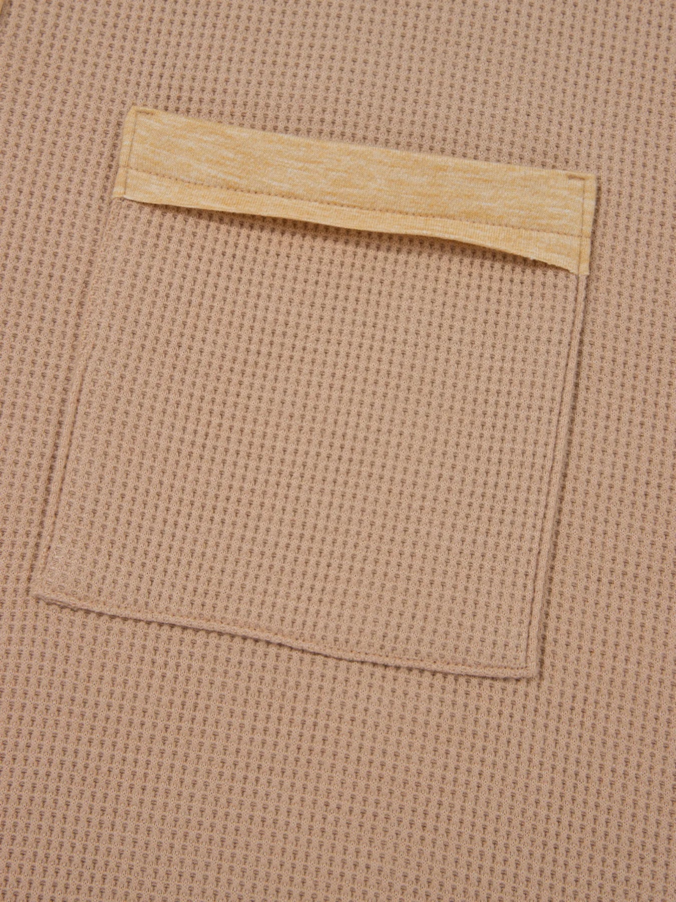 Waffle Textured Tunic Henley Top with Slits - Fashorio