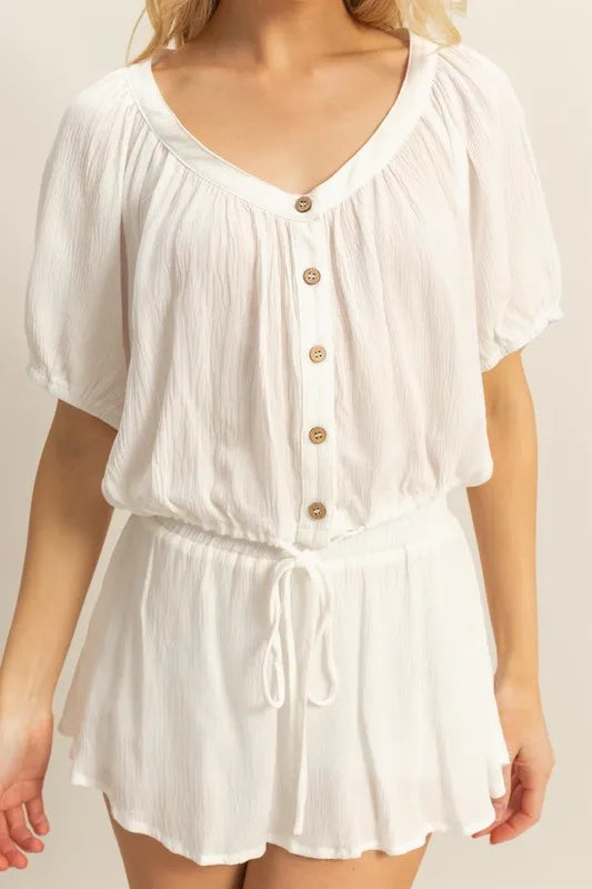 HYFVE Drawstring Hem Short Sleeve Top and Skort Set - Fashorio