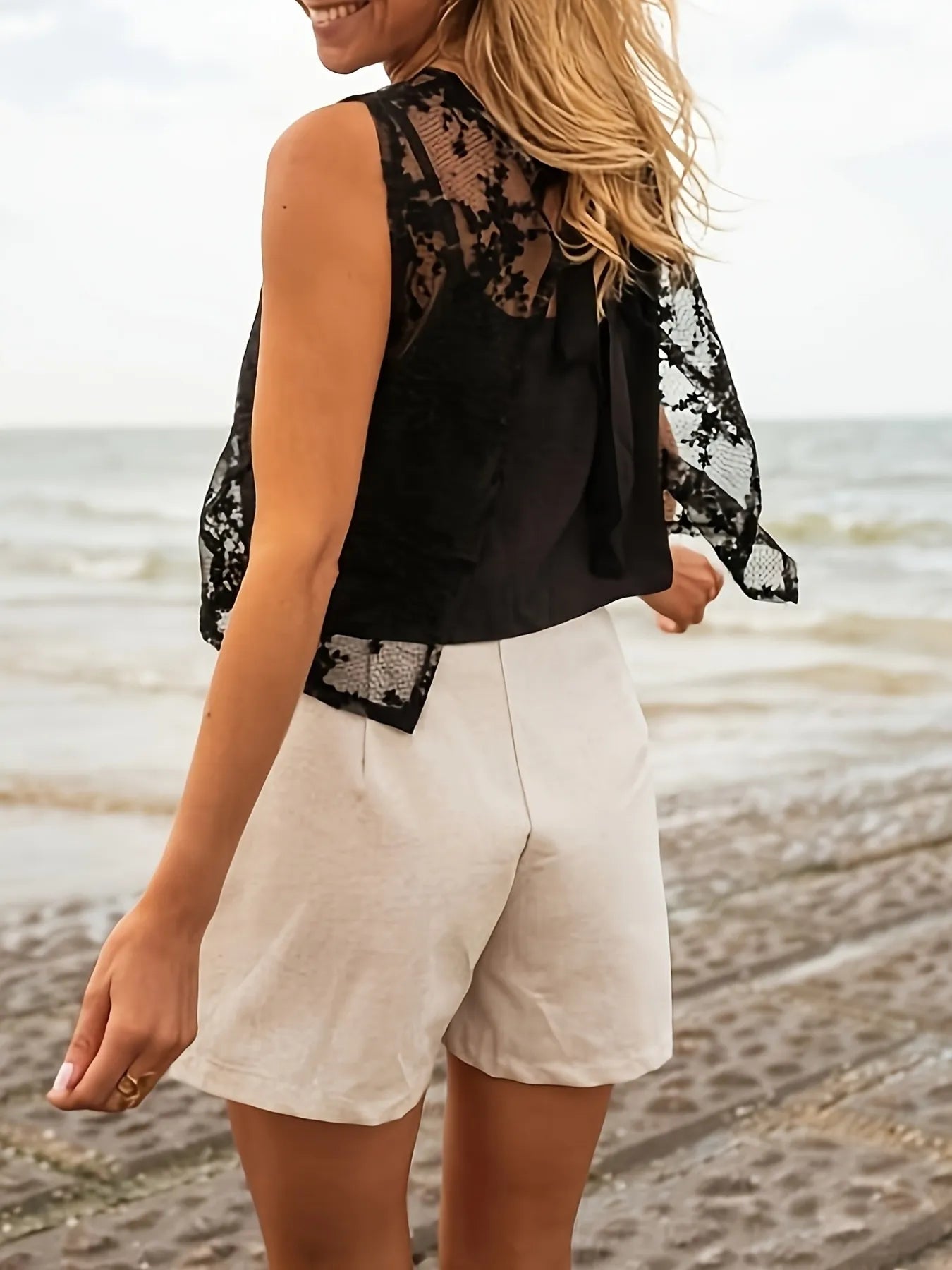 Lace Tie Back Tank - Fashorio