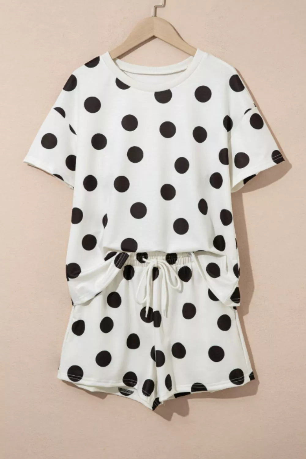 Polka dot tee and matching drawstring shorts set