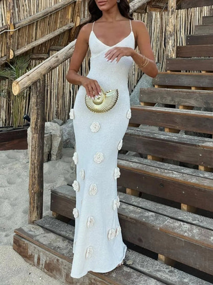 Flower Maxi Sweater Cami Dress - Fashorio