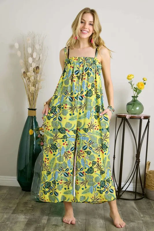 Elastic Detail Tropical Jumpsuit back view