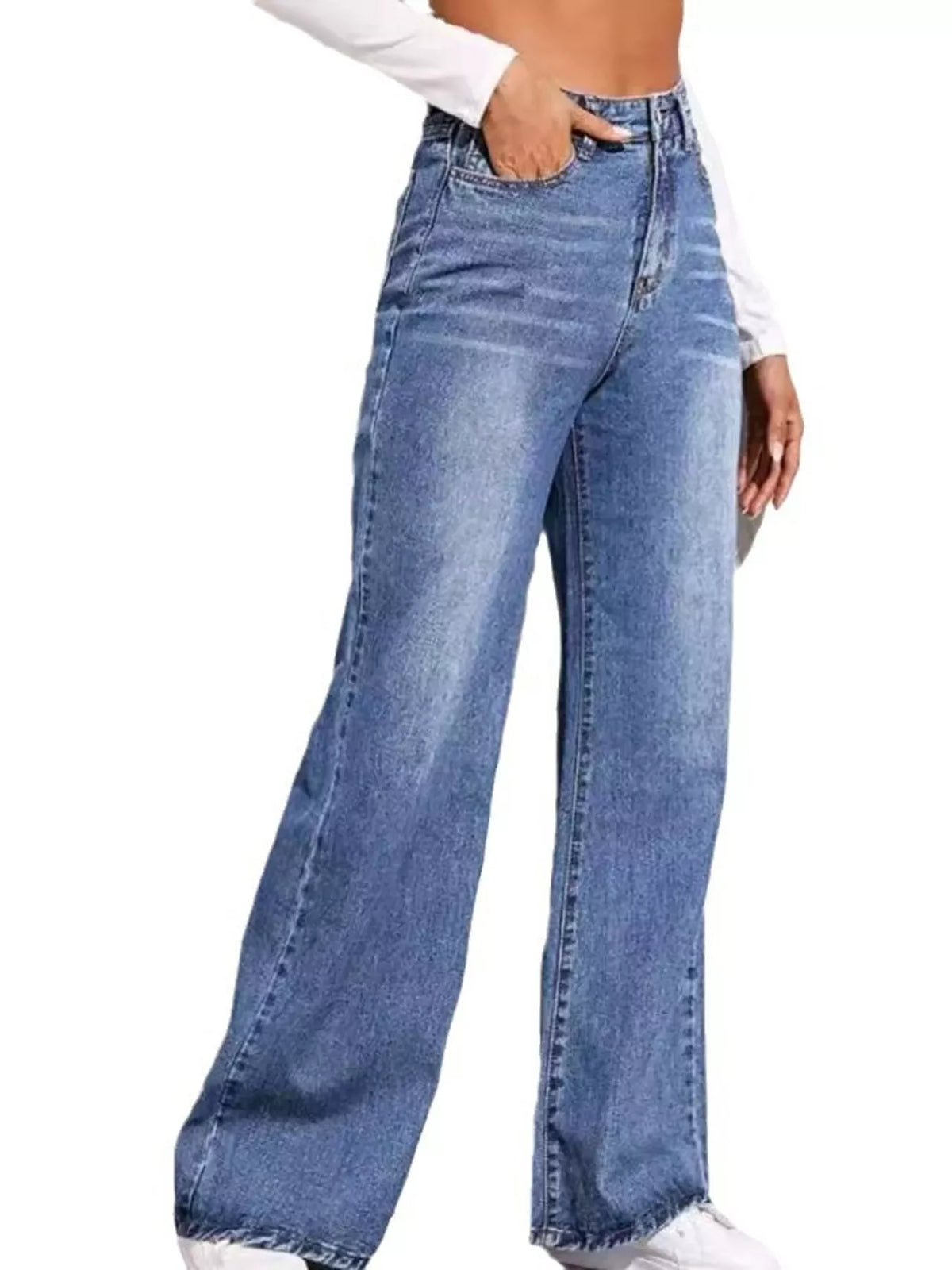 High waist jeans back view showing pockets