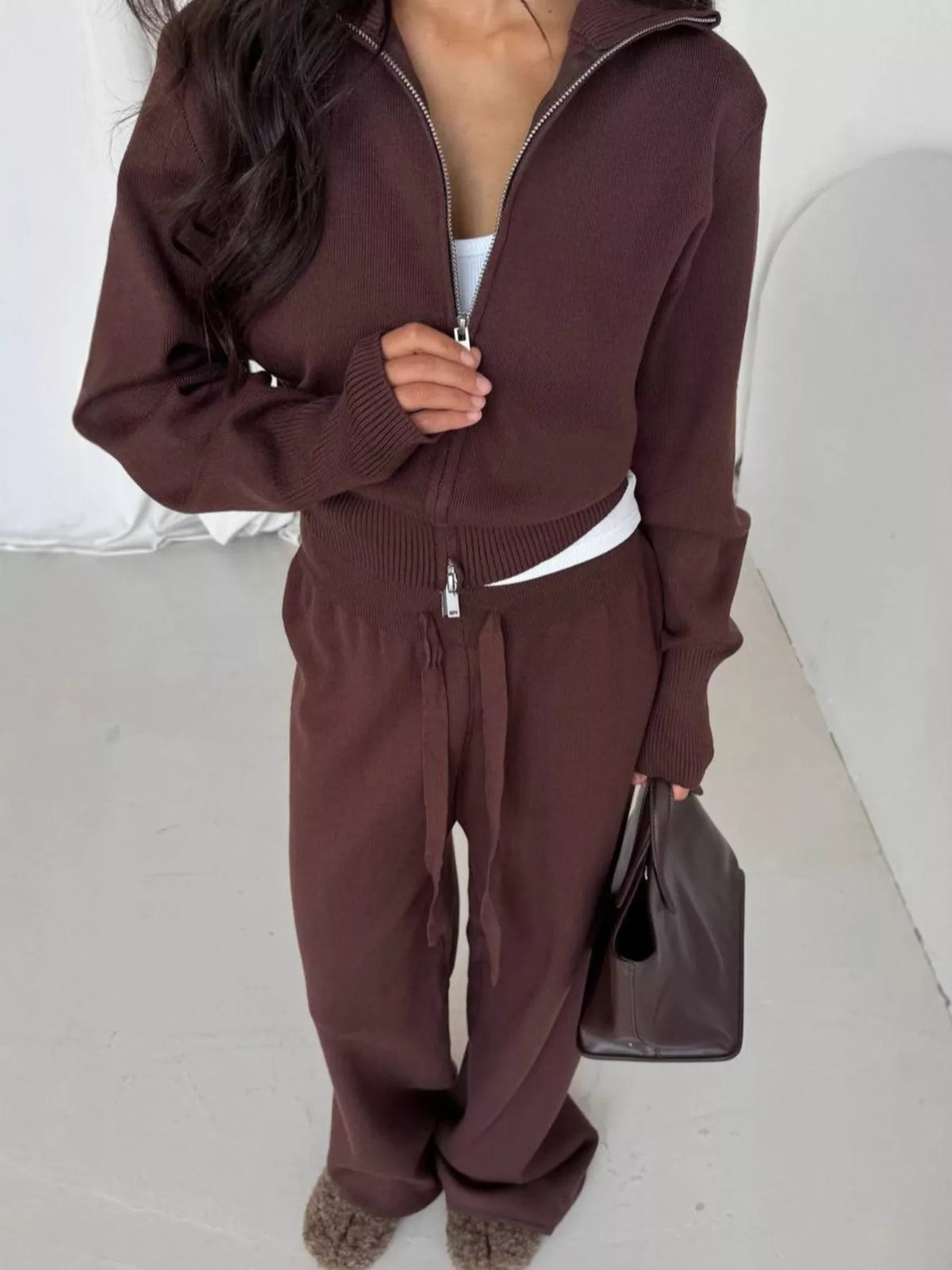 Drawstring pants set back view