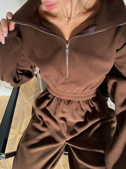 Zip Front Long Sleeve Jumpsuit - Fashorio