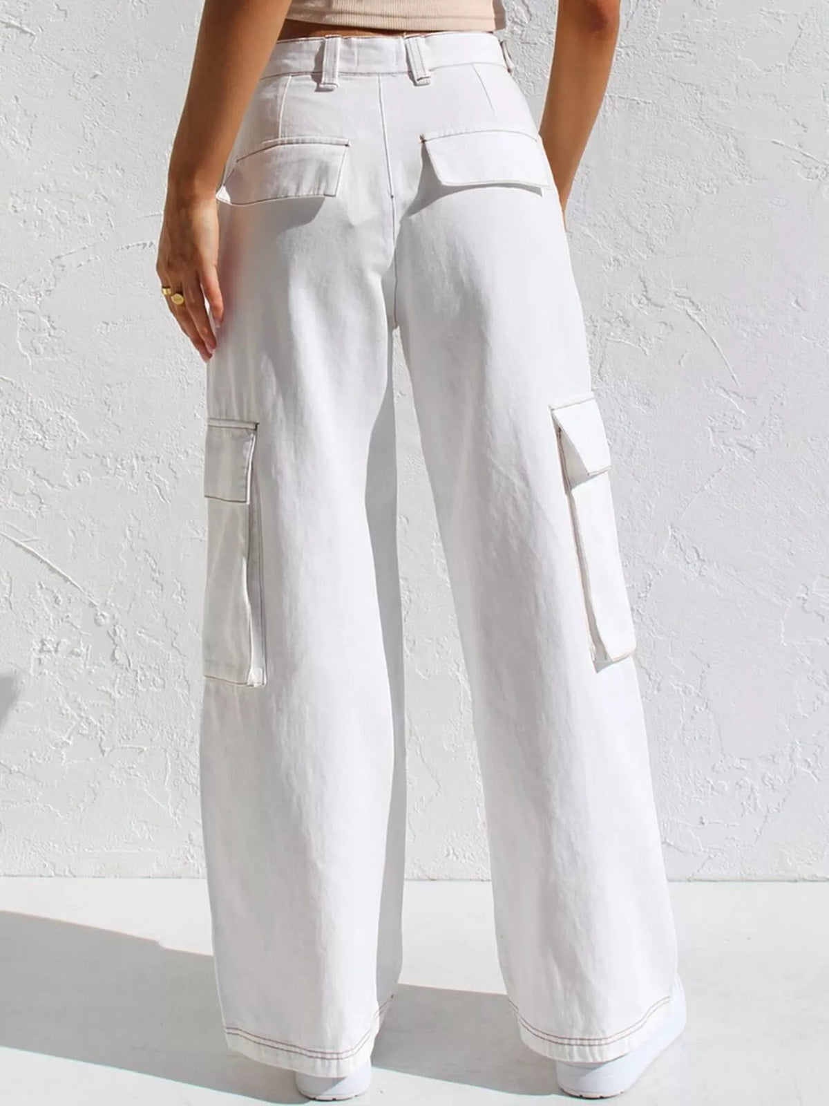 High Waist Wide Leg Cargo Jeans, view 8
