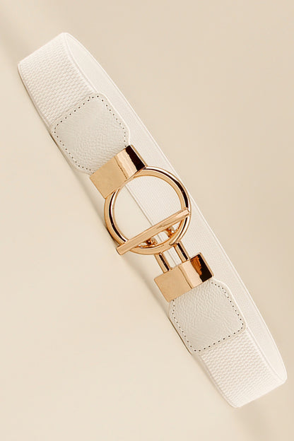 Circle Shape Buckle Zinc Alloy Buckle PU Leather Belt - Fashorio