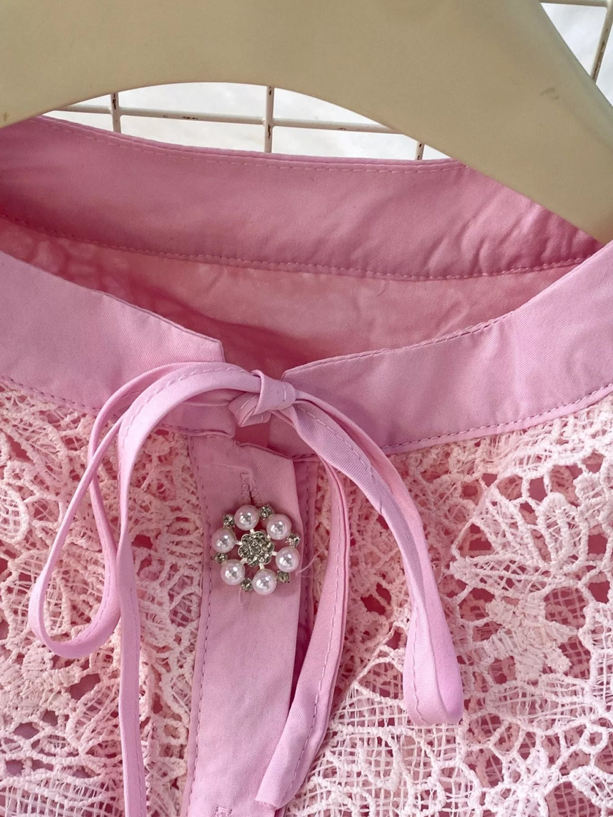 Pastel lace skirt set back view