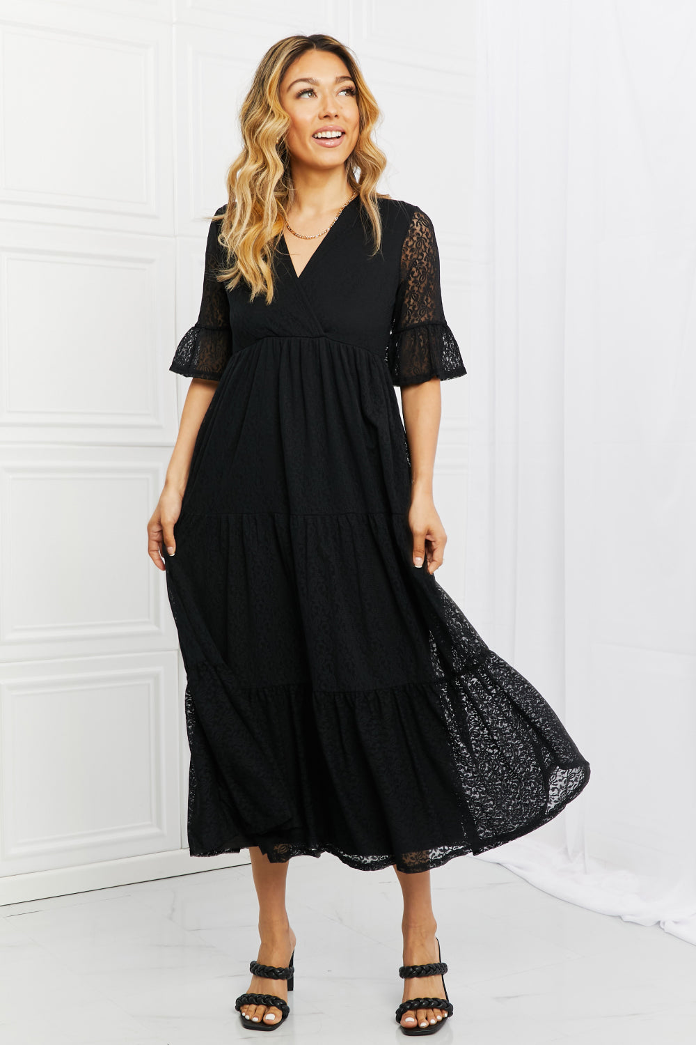 P & Rose Lovely Lace Tiered Dress side view