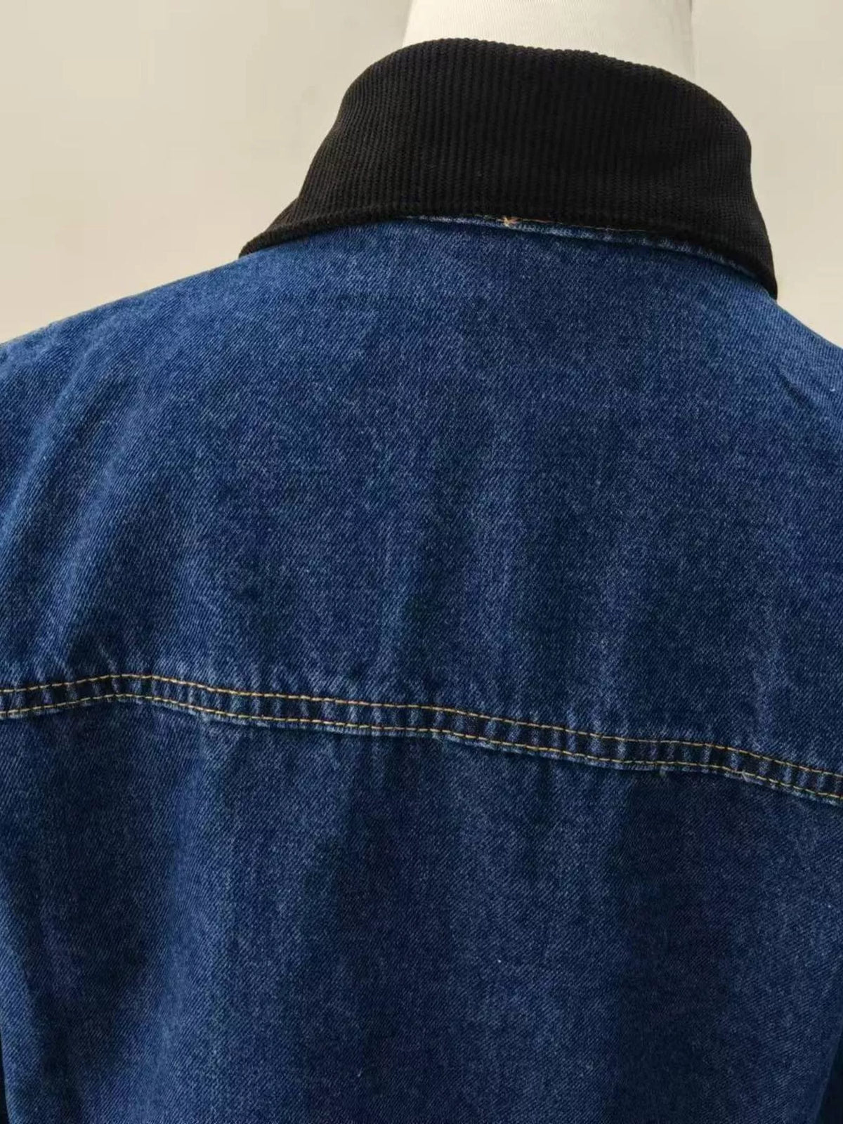 Snap Down Chest Pocket Denim Jacket in Blue styled look