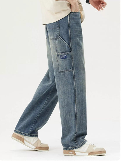Men's Washed Wide Leg Jeans - Fashorio