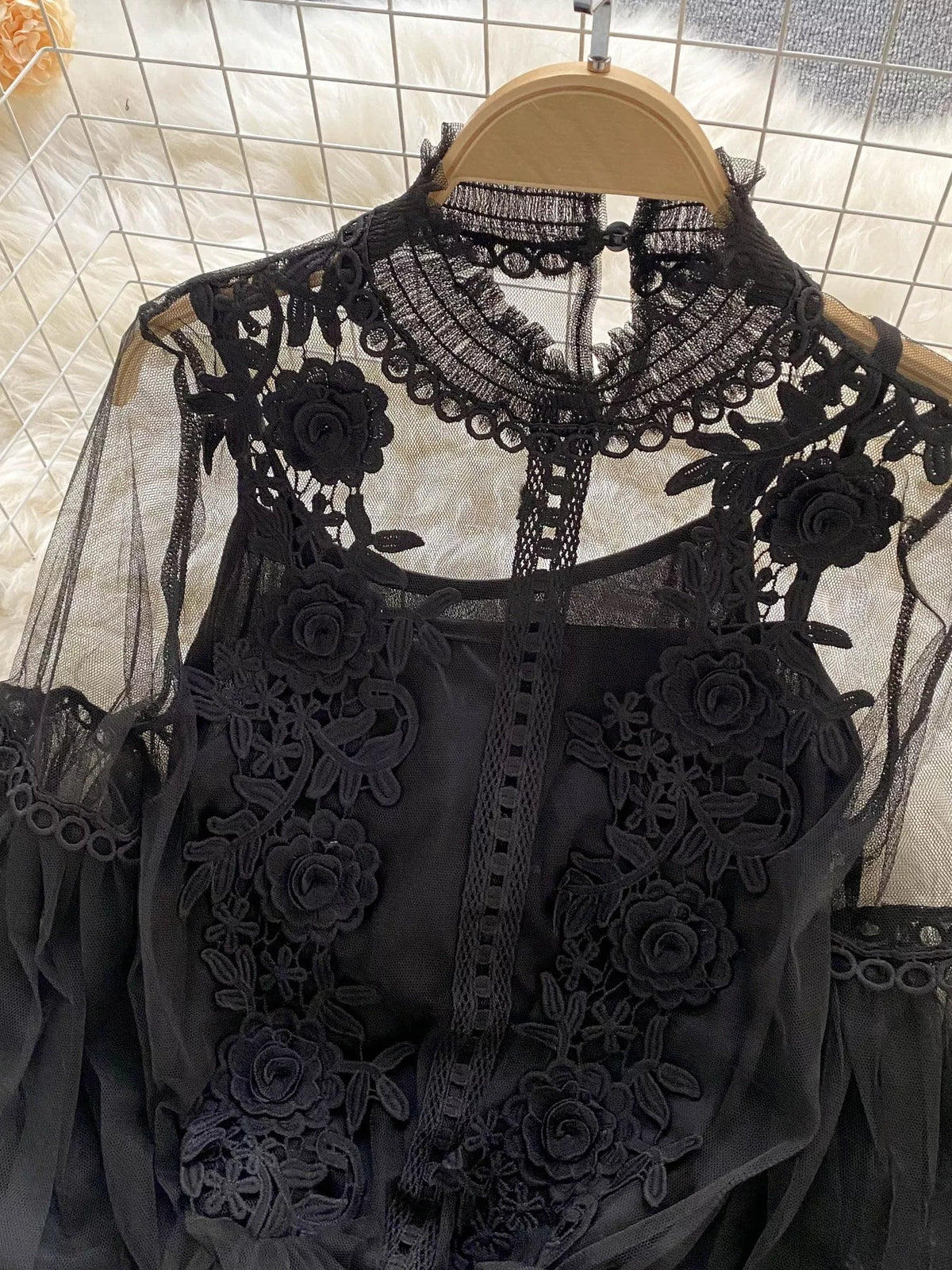 Floral Lace Blouse and Cami Two Piece Set, view 6