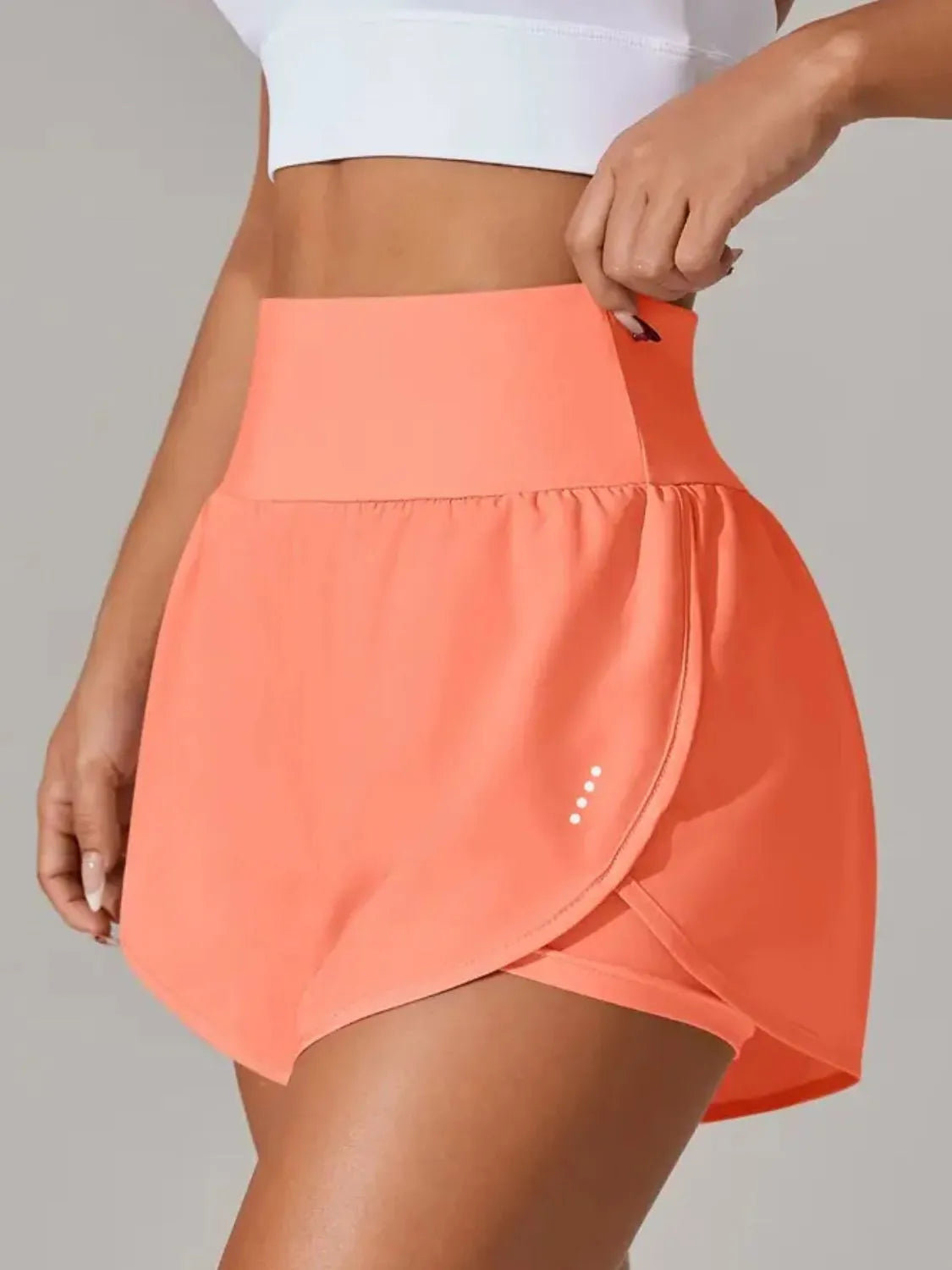 Pocketed High Waist Active Shorts Orange - Fashorio
