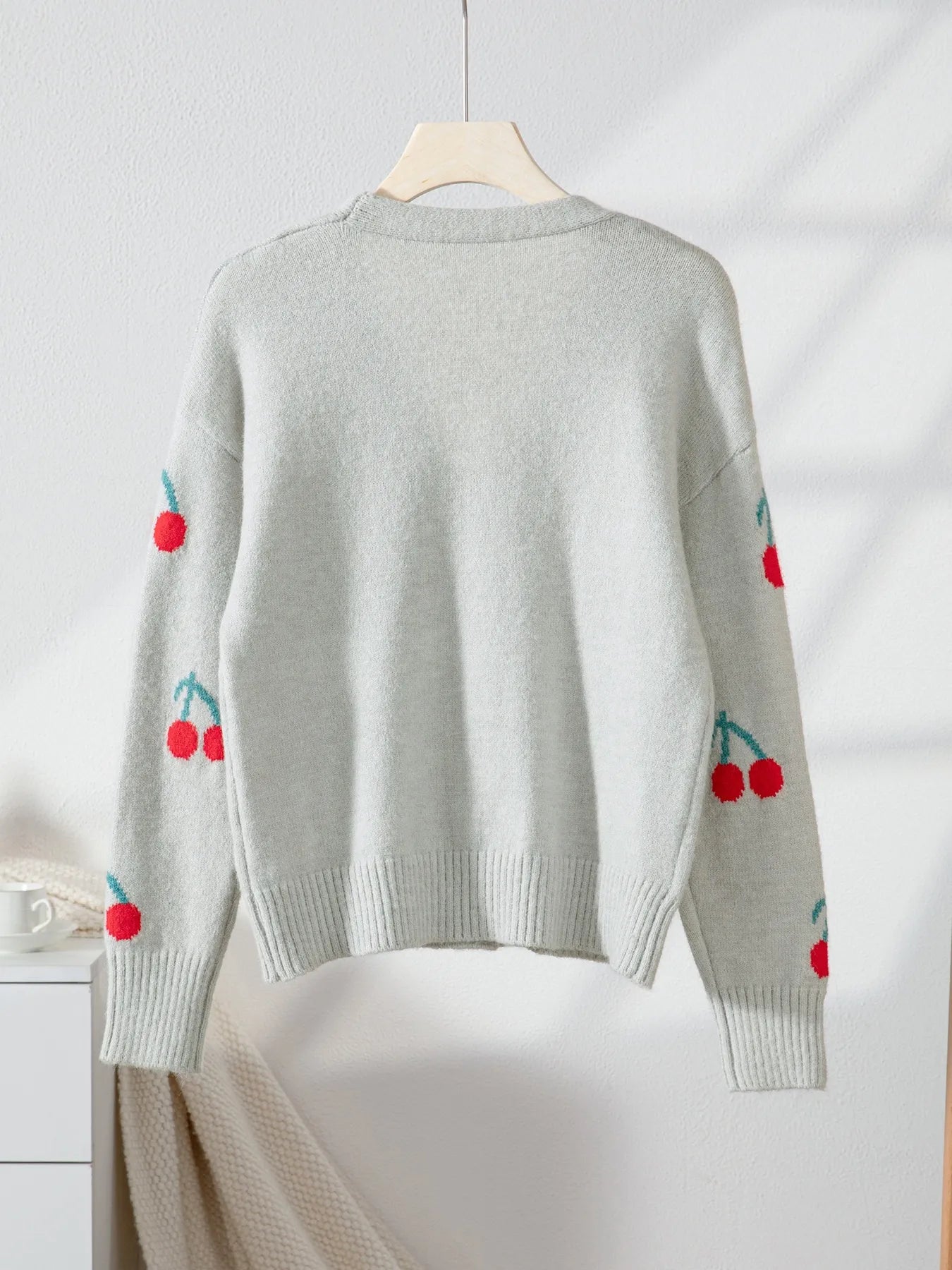 Cherry Button-Up Knit Cardigan - Fashorio