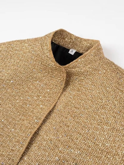 Sequin Long Sleeve Jacket with Pockets - Fashorio