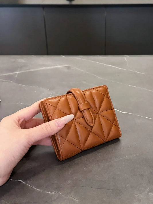 PU Leather Solid Color Card Case Ochre One Size - Fashorio