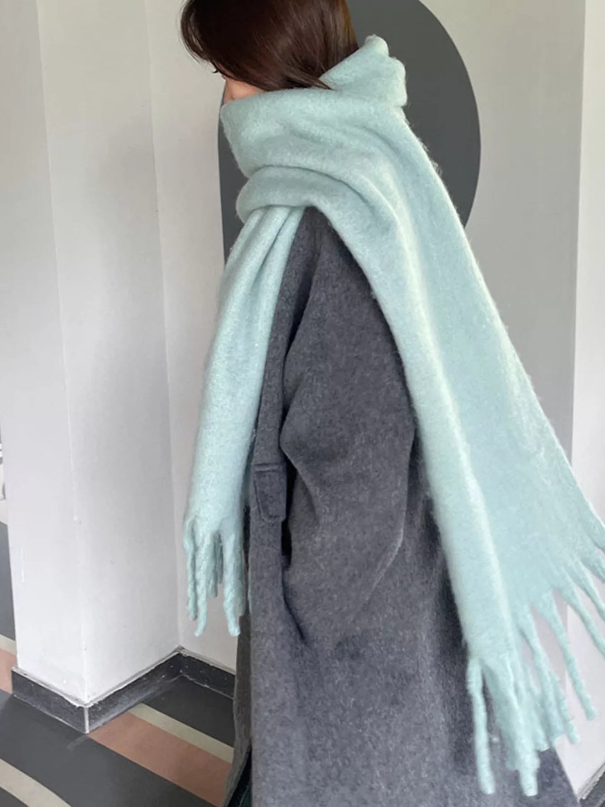 Solid Color Fringe Scarf, view 7