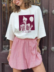 Plus Size Graphic Round Neck Half Sleeve T-Shirt White - Fashorio