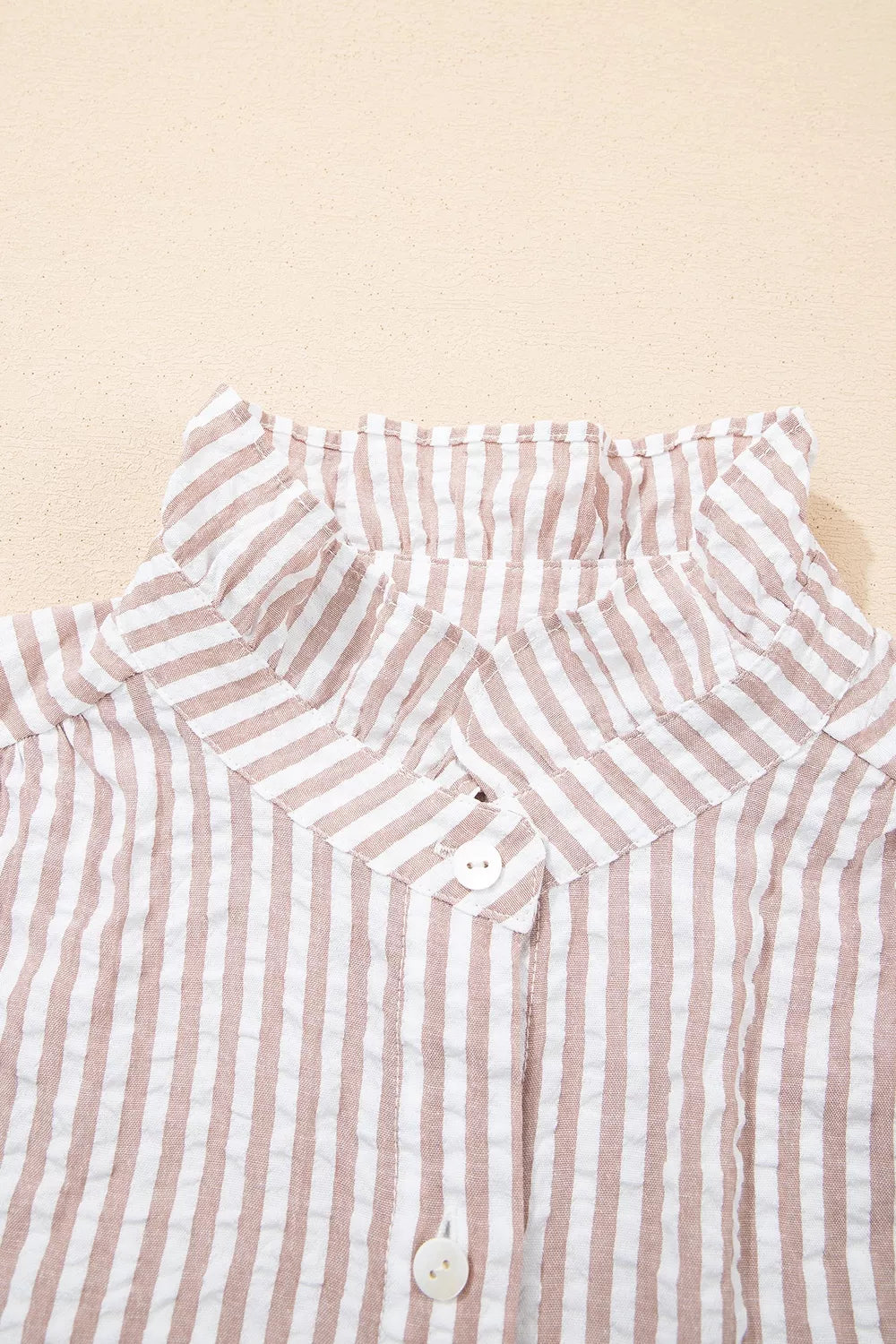 Close up of stripe cotton blend fabric