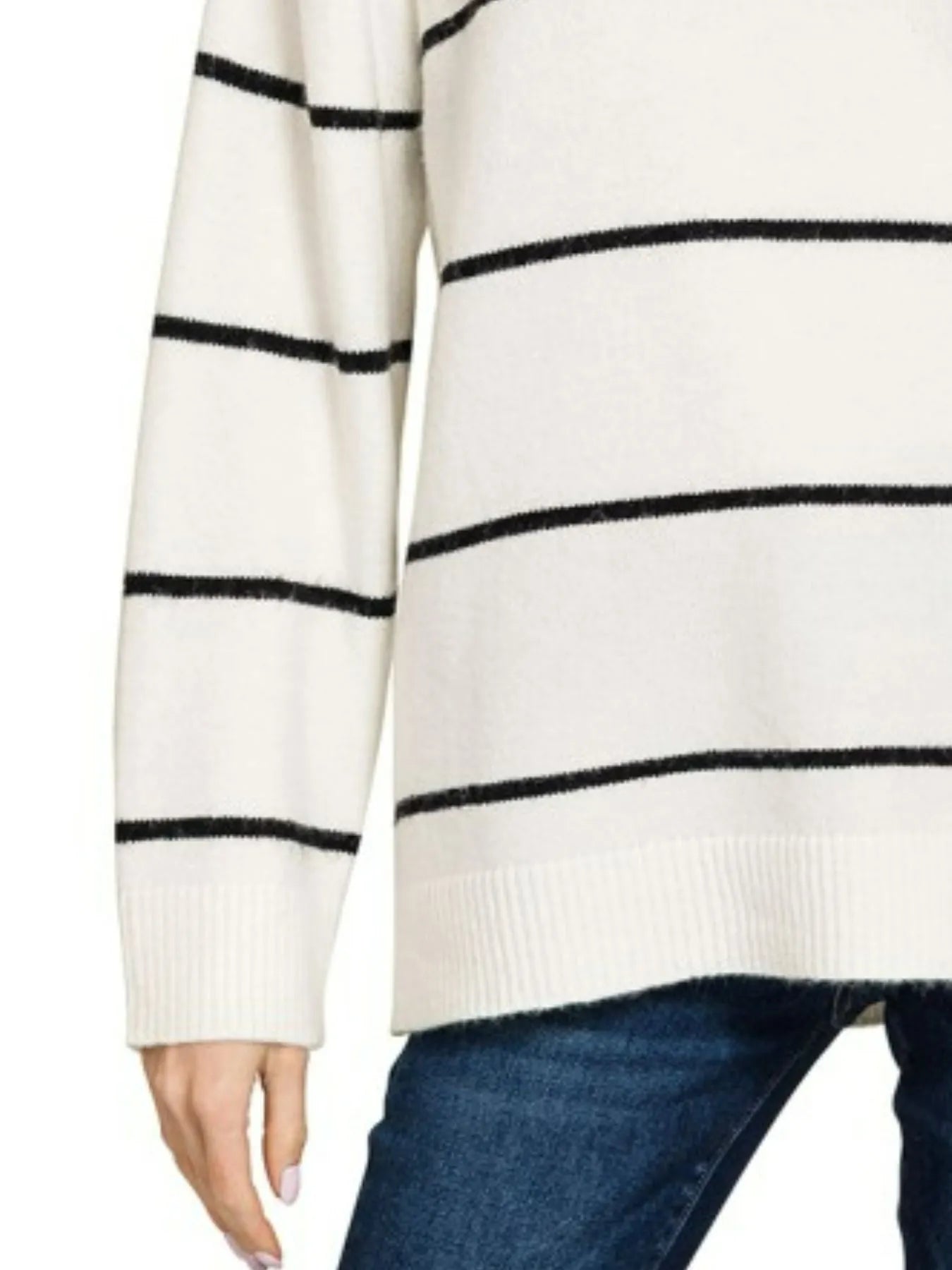 Zenana Round Neck Stripe Sweater - Fashorio