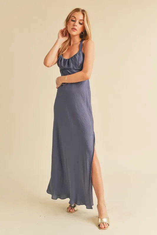 Lilac cami maxi dress on model styling