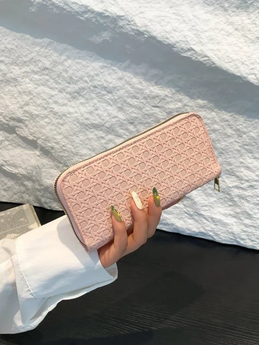 PU Leather Solid Color Wallet Pale Blush One Size - Fashorio