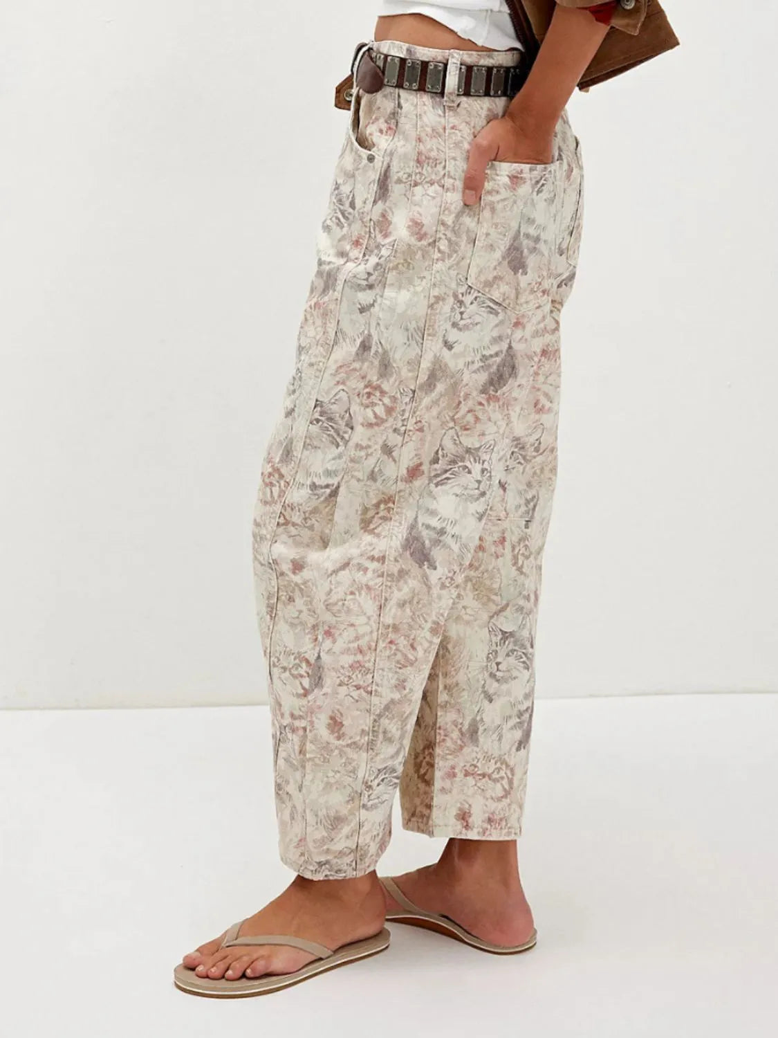 Printed Wide Leg Jeans, view 10