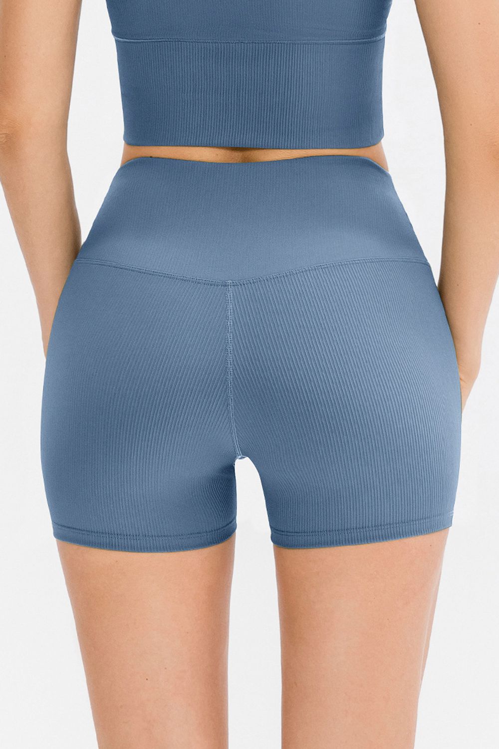Slim fit wide waistband sports shorts back view