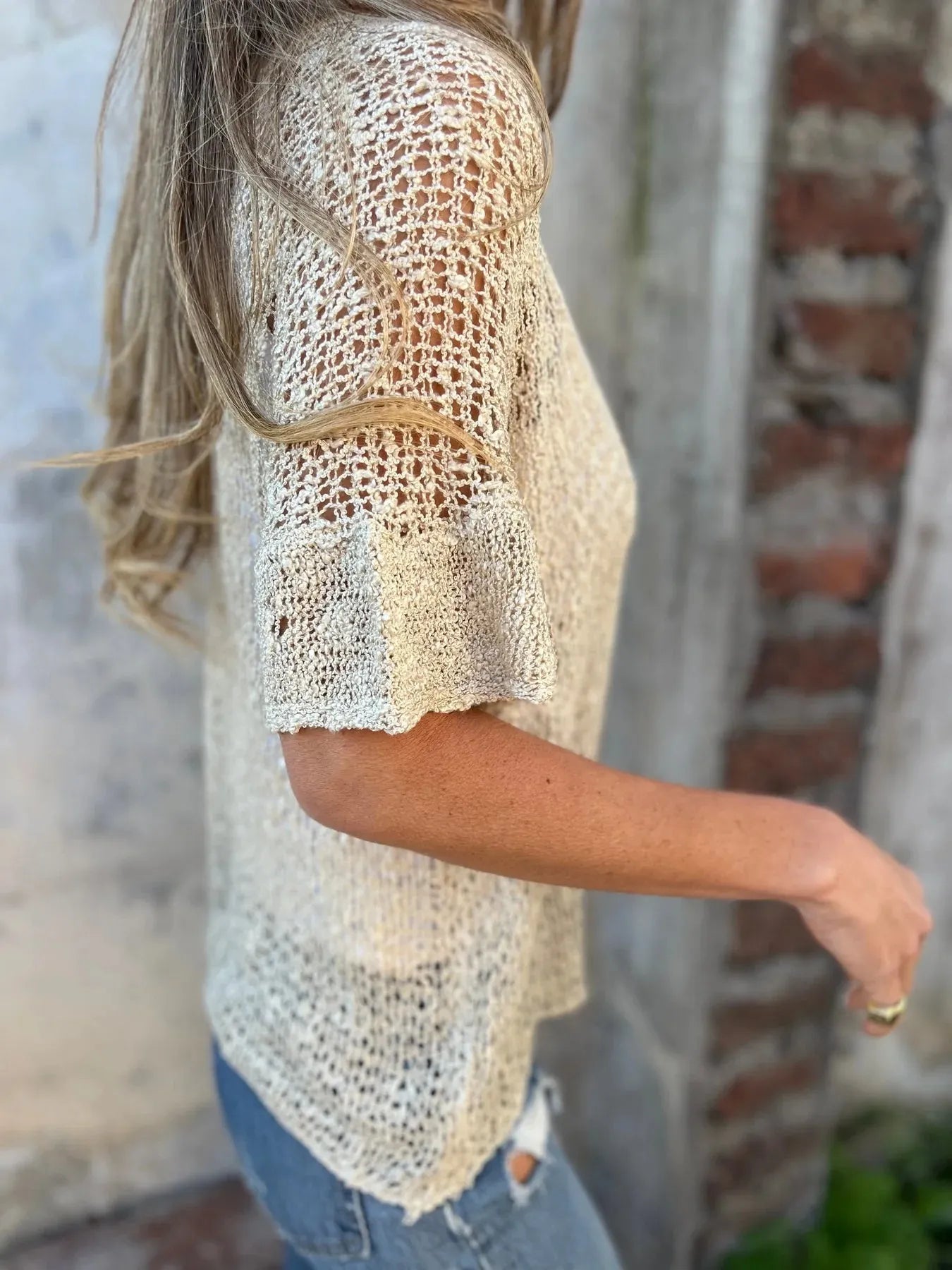 Full Size One Button Openwork Cardigan Plus Size - Fashorio