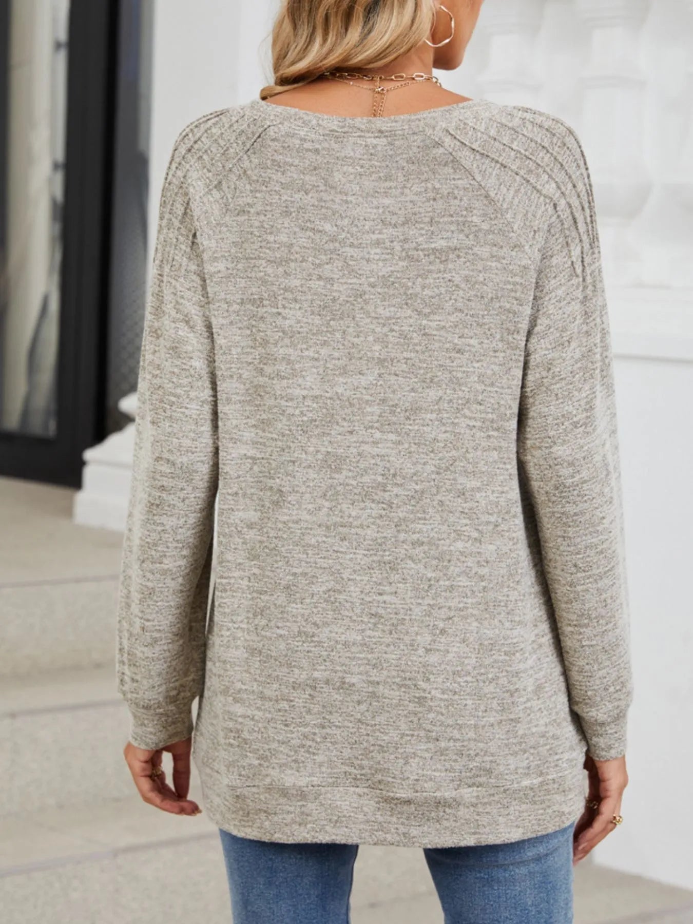Round Neck Long Sleeve T-Shirt - Fashorio