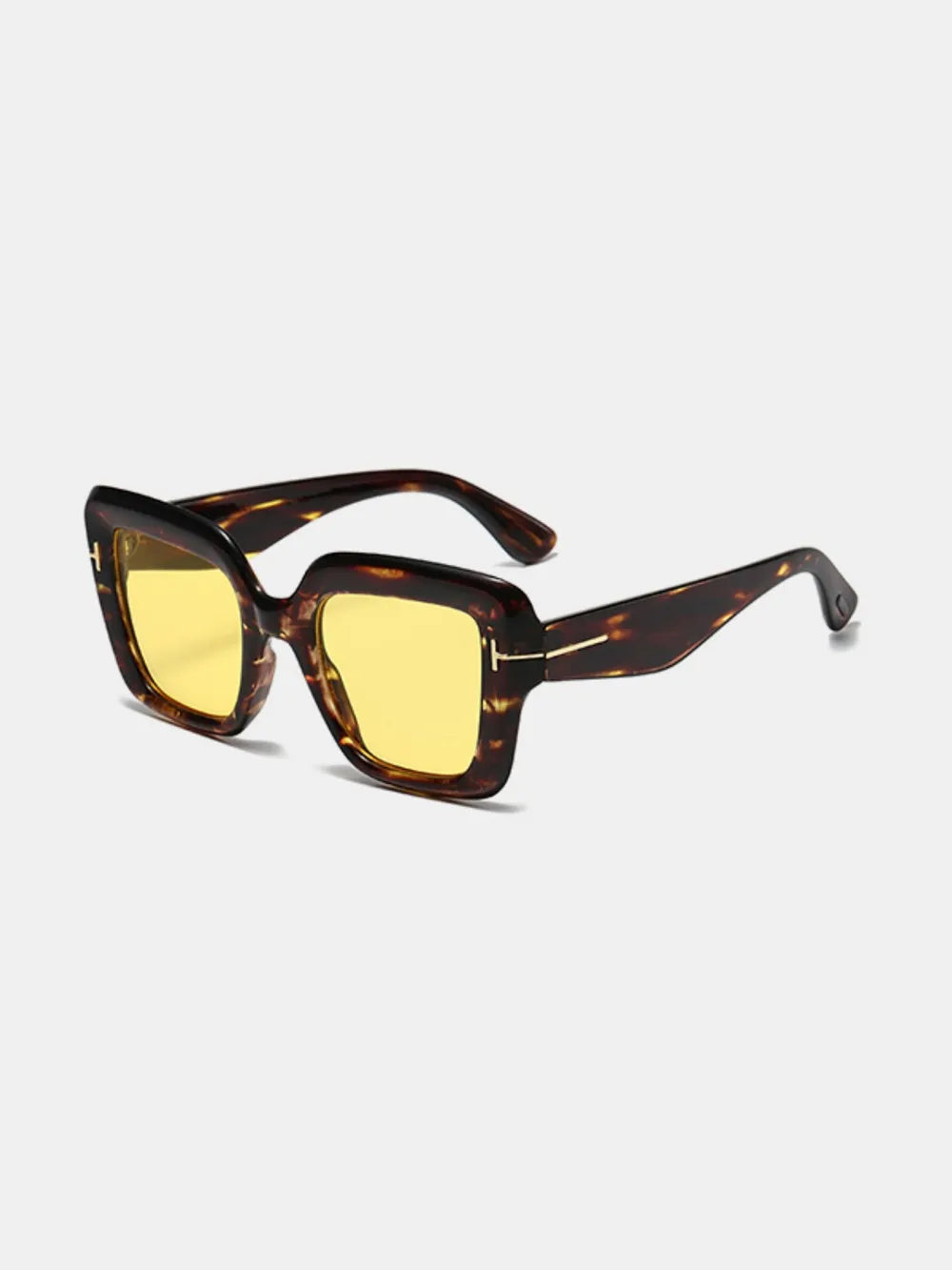 Polycarbonate Frame Square Sunglasses Yellow One Size - Fashorio