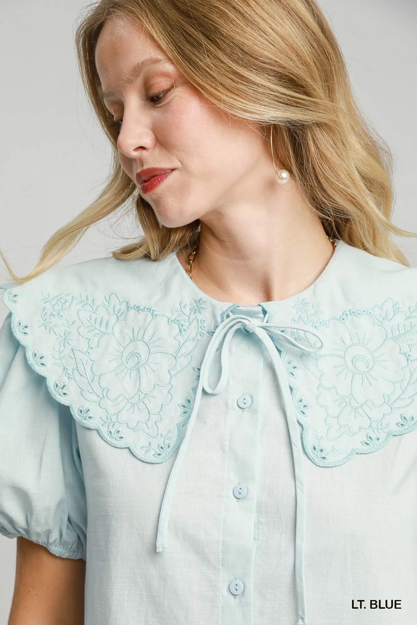 Umgee Tied Collared Short Sleeve Button Down Shirt - Fashorio