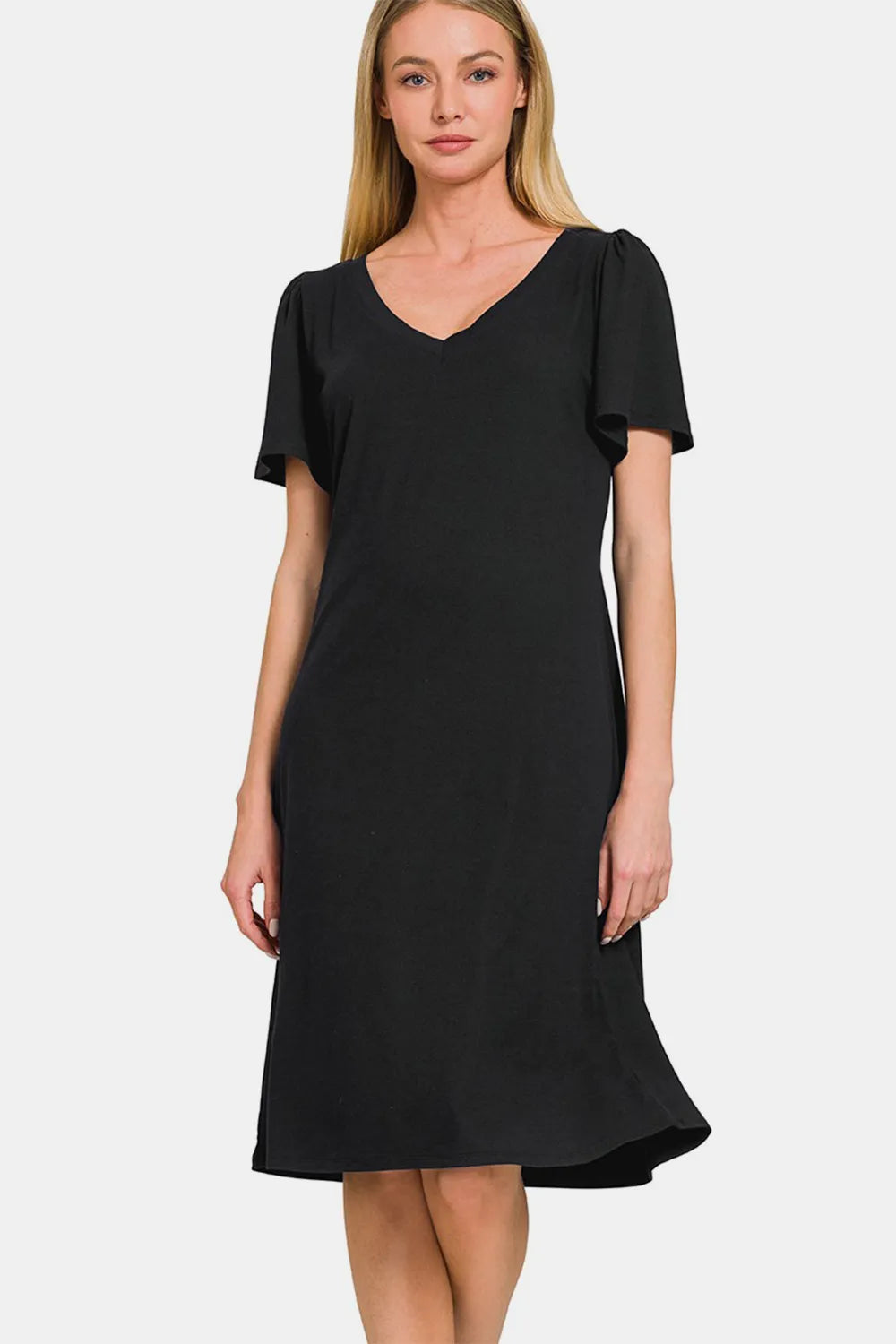 V Neck Short Sleeve Dress