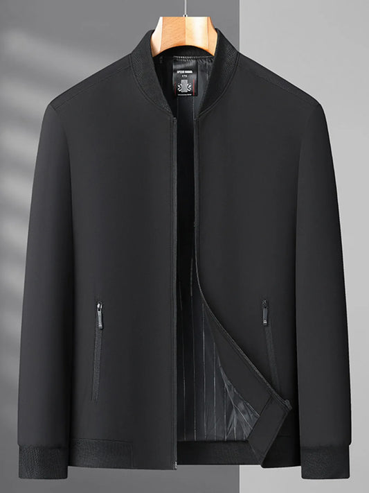 Men's Plus Size Zip Up Long Sleeve Jacket Black - Fashorio